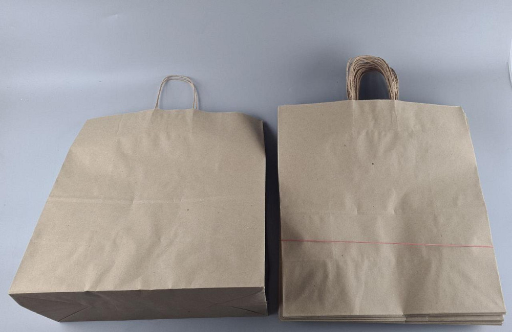 Пакет с ручками бумажный крафт бурий 400х200х420, 110г/м2 (25 шт) Харьков - изображение 2