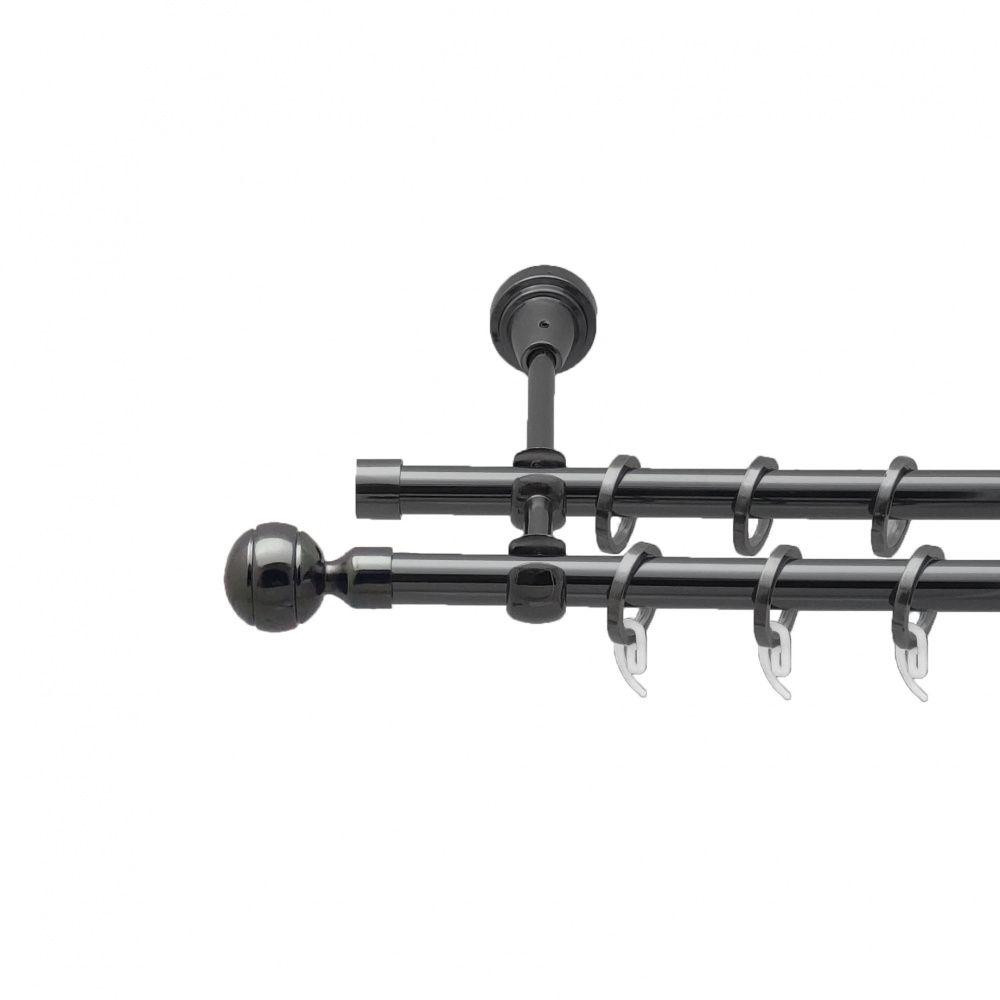 Карниз Orvit Паола металевий дворядний відкритий гладка труба кільце фасонне металеве  Онікс 16\16 мм 160 см (4714306) Львів - фото 1