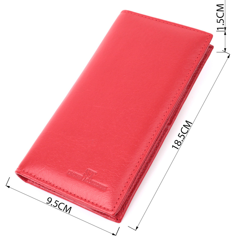Вертикальный женский кошелек на магнитах из натуральной кожи Красный (ST Leather) Киев - изображение 7