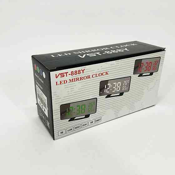 Годинник з датчиком температури та вологості VST-888Y-5, Чорний дзеркальні годинники SU-778 настільні vst Київ