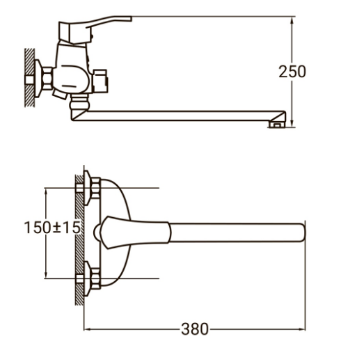 Змішувач HM d40мм для ванної гусак прямий 350мм дивертор вбудований картрідж Aquatica Житомир - фото 4