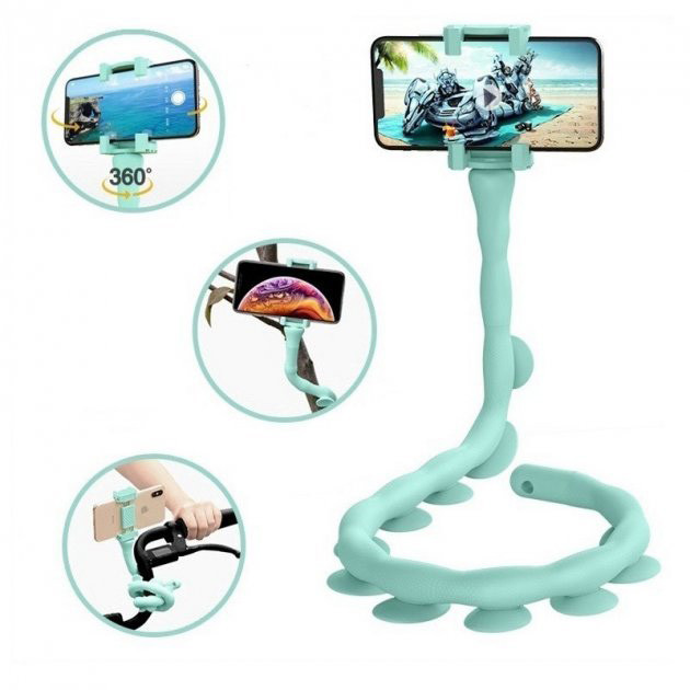 Гнучкий тримач для телефону з універсальними присосками Cute Worm Lazy Holder. QR-362 Колір блакитний Київ - фото 6