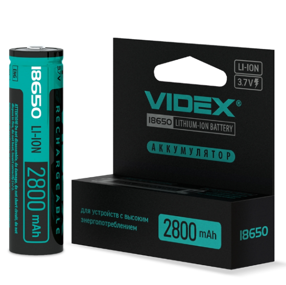 Акумулятор 18650 Li-lon 2800mAh захист (бл-1шт) Videx Житомир