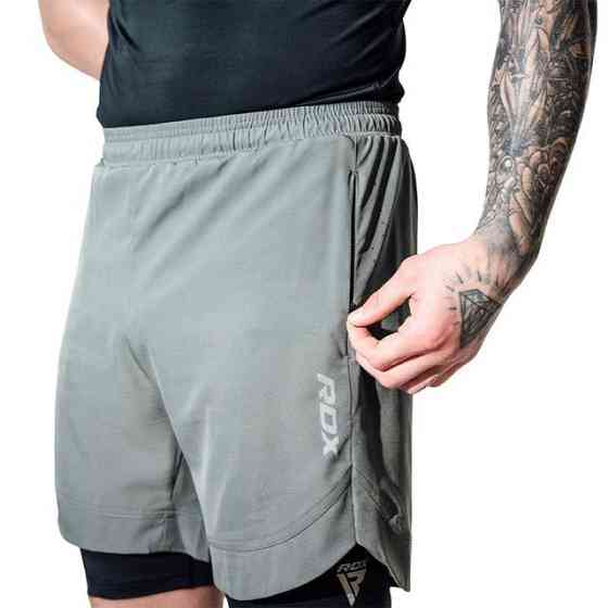 Компресійні шорти для RDX MMA T16 2-в-1 GREY/BLACK-S Кам'янське