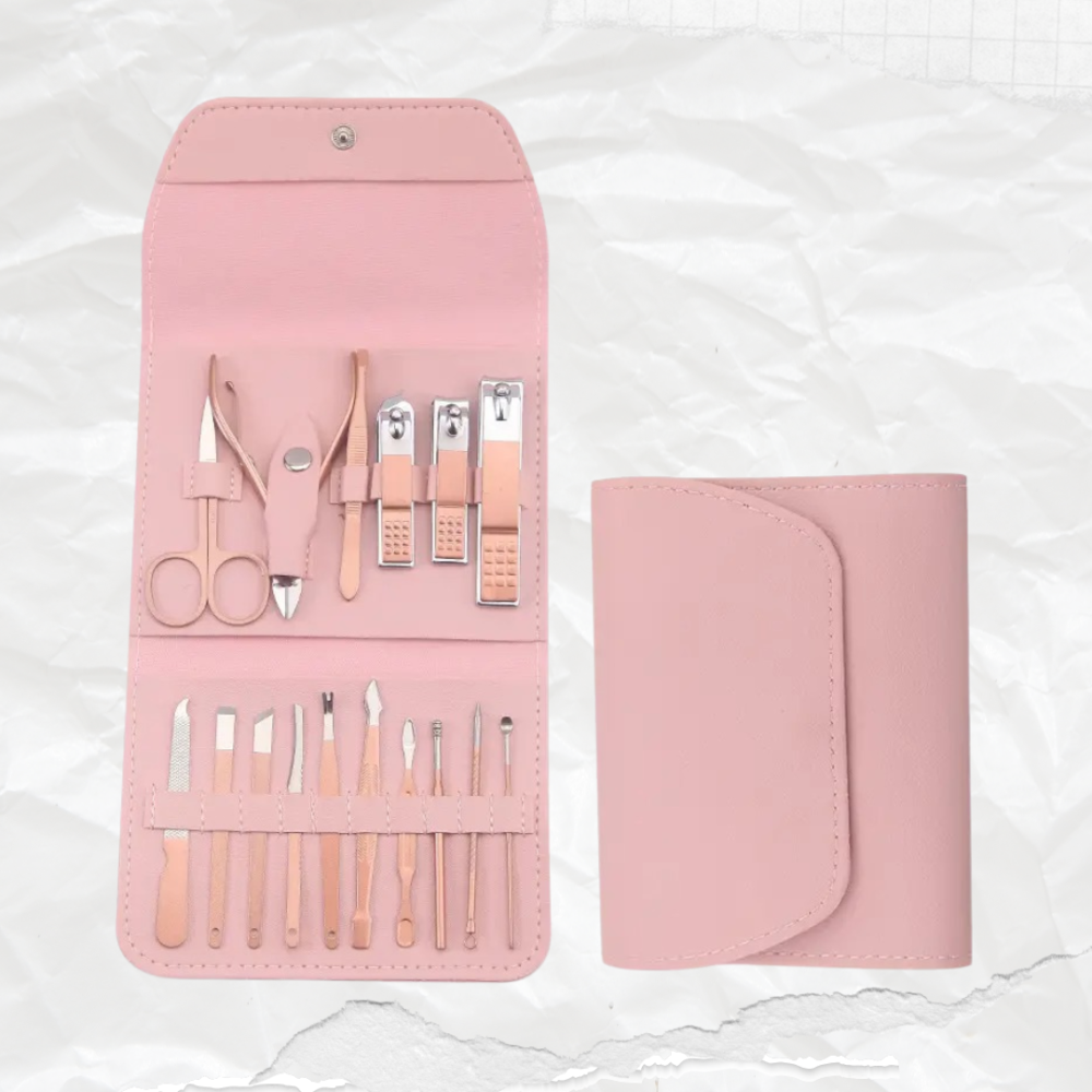 Набір для манікюру і педикюру в кейсі, пінцет, пилочка, ножиці універсальні предмети 16 шт, колір кораловий Кам'янець-Подільський - фото 7