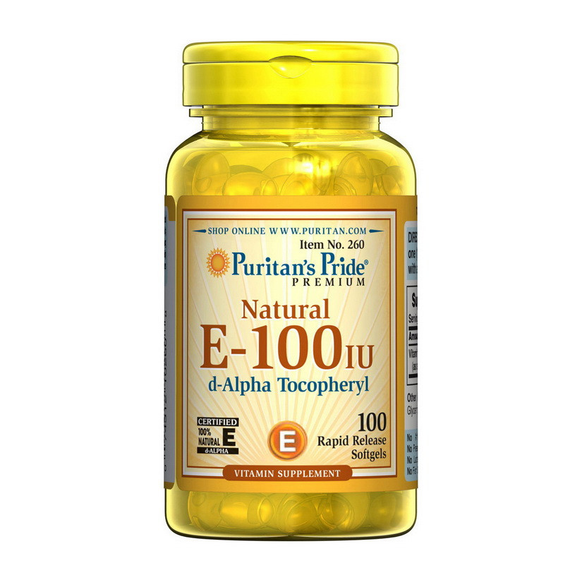 Vitamin E 67 mg natural (100 IU) alpha tocopheryl (100 softgels) Луцьк - фото 1