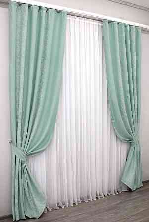 Комплект готових штор VR-Textil Льон № 1157ш Блакитний 140х270 см 2 шт (39-765 ) Київ