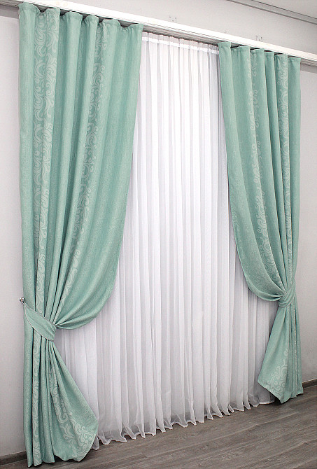 Комплект готових штор VR-Textil Льон № 1157ш Блакитний 140х270 см 2 шт (39-765 ) Київ - фото 3