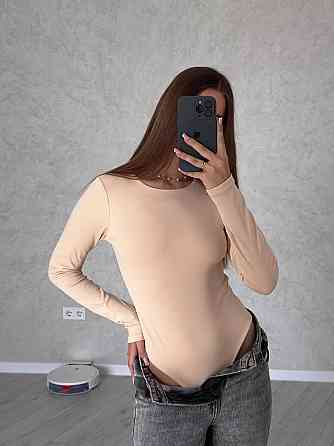 Женский базовый боди с длинным рукавом микродайвинг Беж Одесса