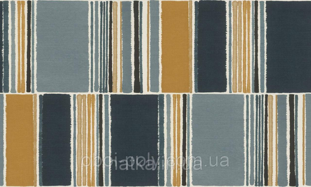 Шпалери метрові вінілові на флізеліні Rasch Clas геометрія фігури смуги сірі жовті Київ - фото 3