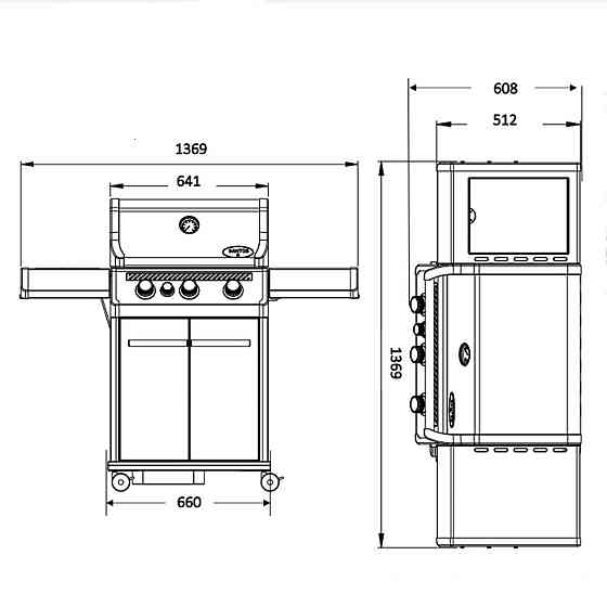 Газовий гриль SANTOS S-318, з бічним і заднім пальниками, нержавіюча сталь 900280 Код: 010953 Рівне