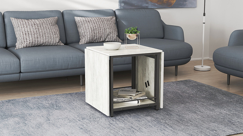 Стіл журнальний трансформер Куб Комбо Ferrum-decor 540x532x500 Чорний метал ДСП Бетон 16 мм (FRD-105155) Дніпро - фото 9