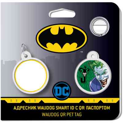 Адресник для животных WAUDOG Smart ID с QR паспортом "Джокер зеленый", круг 25 мм (0625-1005ru-eng) Винница