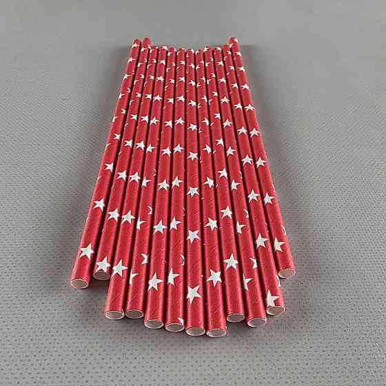 Соломка трубочка паперова Ø 5 мм 20 см "Зірка" червона 25 шт (1 пачка) Харків