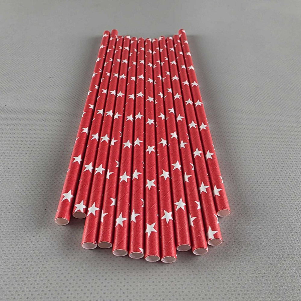 Соломка трубочка паперова Ø 5 мм 20 см "Зірка" червона 25 шт (1 пачка) Харків - фото 1