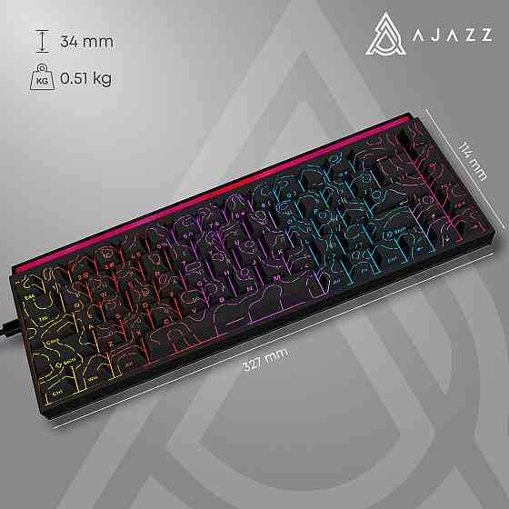 Клавіатура Ajazz NK68 Red Switch Black USB-C (NK68-R-S-B) ( 18955 ) Харьков