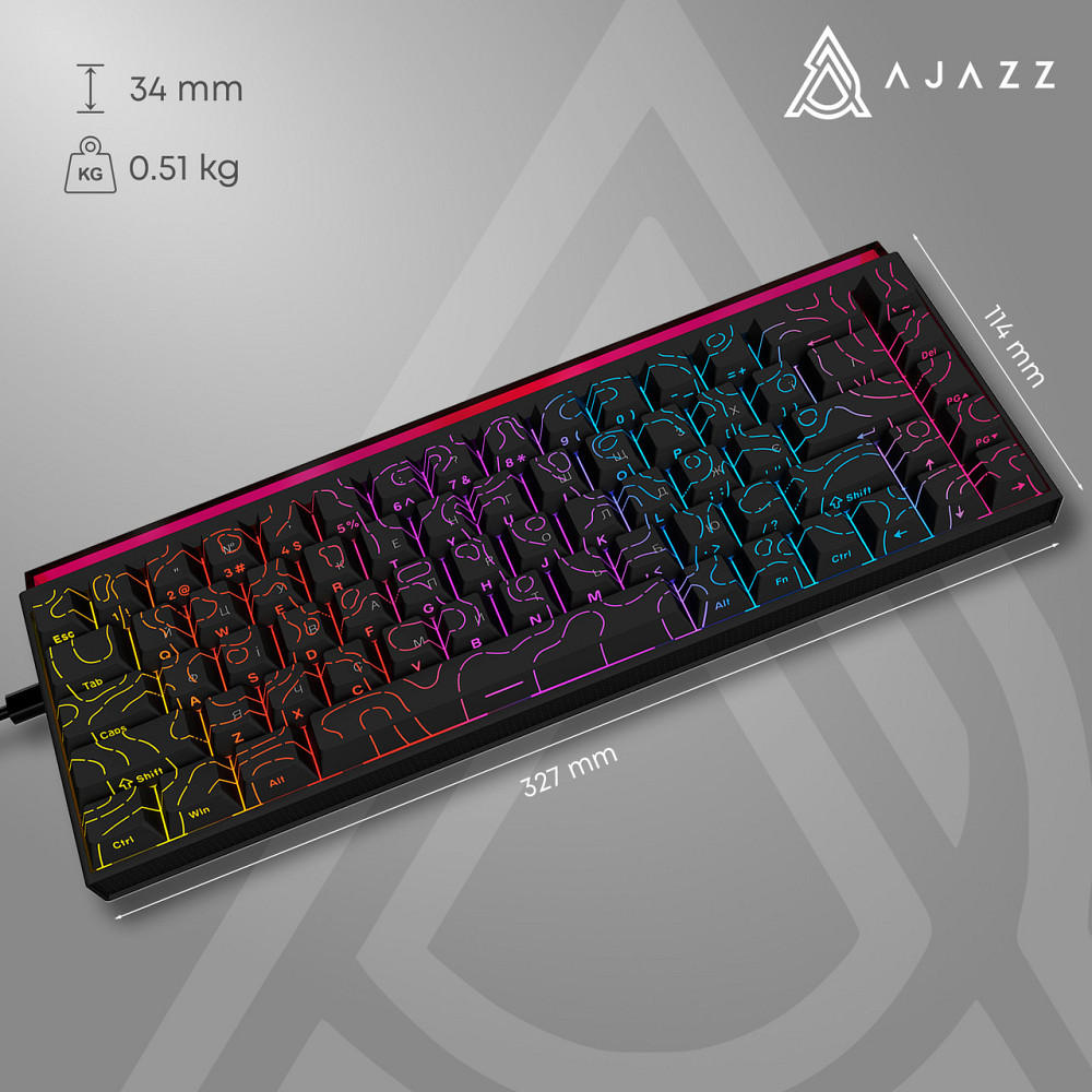 Клавіатура Ajazz NK68 Red Switch Black USB-C (NK68-R-S-B) ( 18955 ) Харьков - изображение 4