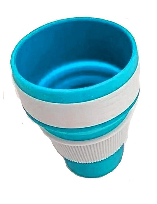 Стакан складной силиконовый 350 мл с крышкой голубой Киев - изображение 3