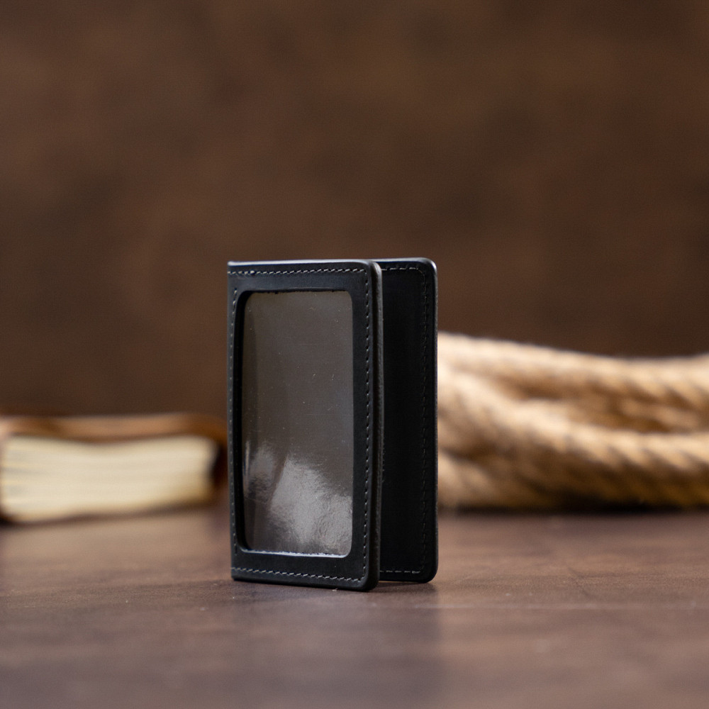 Візитниця з обкладинкою для ID-паспорта з натуральної шкіри GRANDE PELLE 11290 Чорна Київ - фото 1