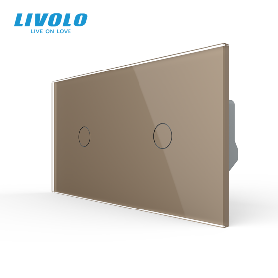 LIVOLO Сенсорний прохідний/перехресний вимикач 2 сенсора (1-1) Livolo золото скло (VL-C701S/C70 Коломыя