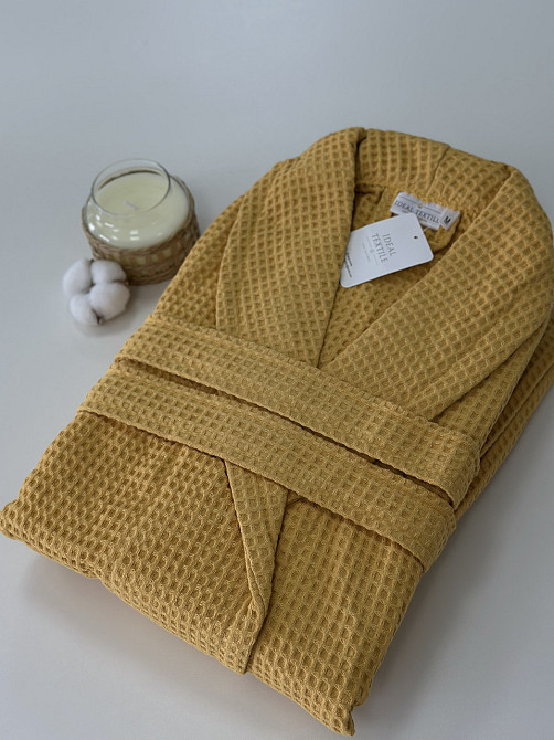 Халат вафельний Ideal Textile довгий гірчичний Чернівці - фото 2