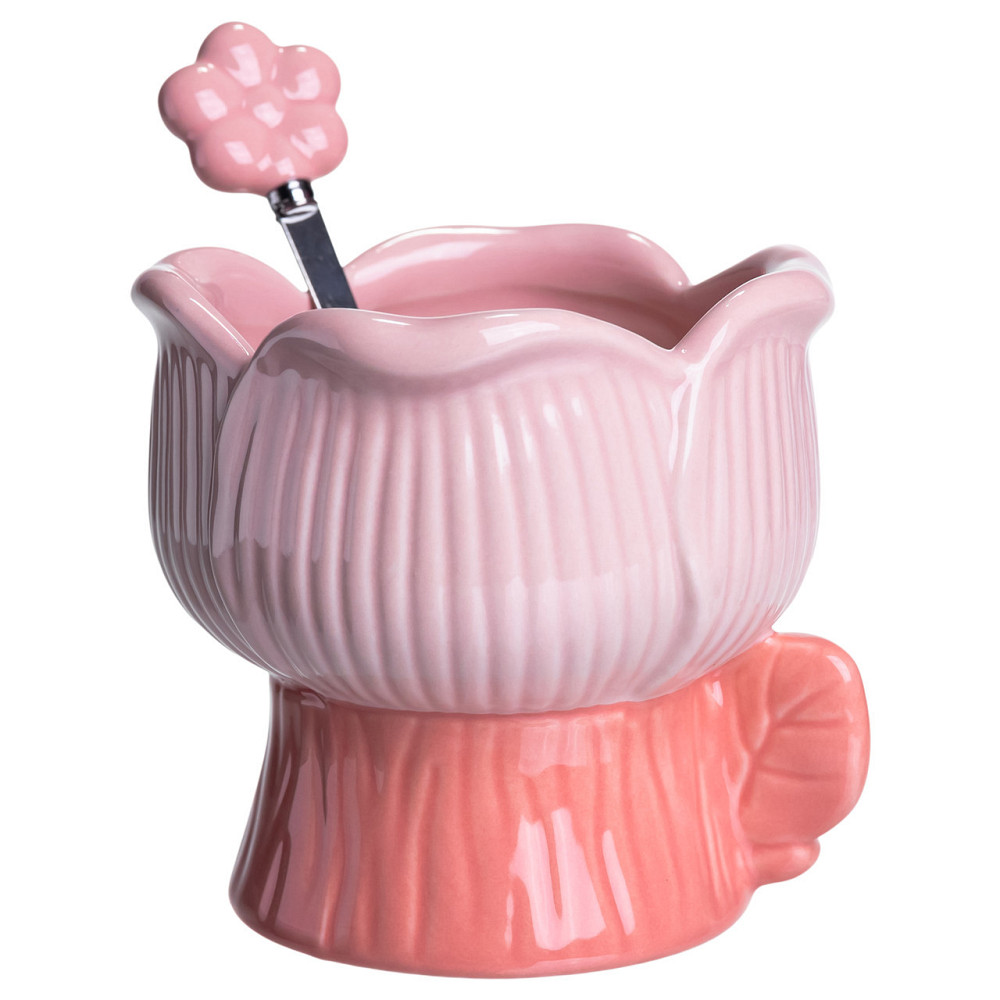Креманка порцелянова з ложкою у формі квітки 300 (мл) креманка для десертів,морозива та желе Рожевий FM-42P SBR Київ - фото 3