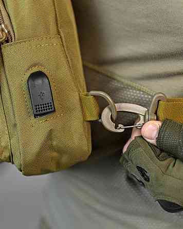 Армейская нагрудная сумка рюкзак с USB портом Защитник coyot ДЛ7536 Киев