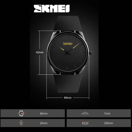 Наручний класичний годинник Skmei 1601S Чорний з чорним Вінниця