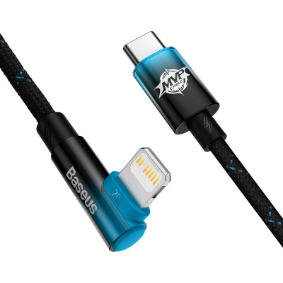 Дата кабель USB-C to Lightning 1.0m 20W 90° corner black/blue Baseus (CAVP000221) Винница - изображение 2