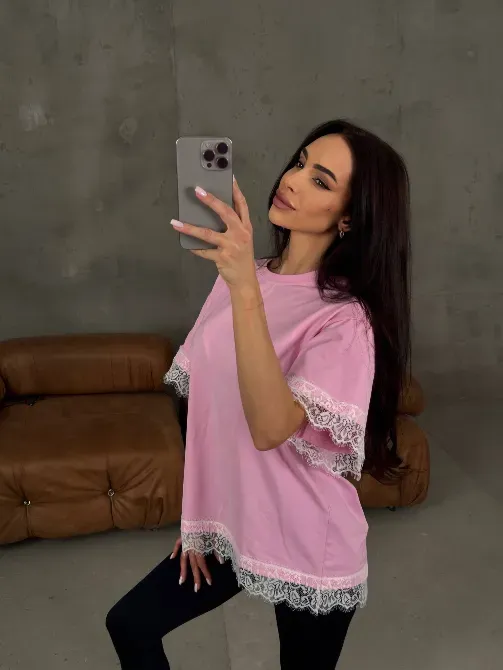 Женская футболка негабаритного размера с кружевом — трендовая основа на каждый день Одесса - изображение 17