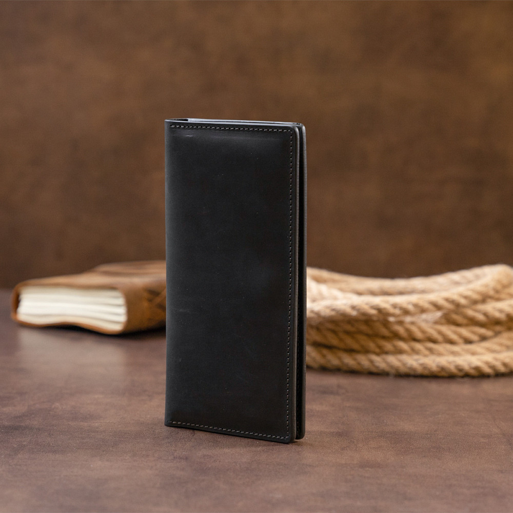 Вертикальный бумажник матовый на магнитной кнопке GRANDE PELLE 11313 Черный Киев - изображение 7