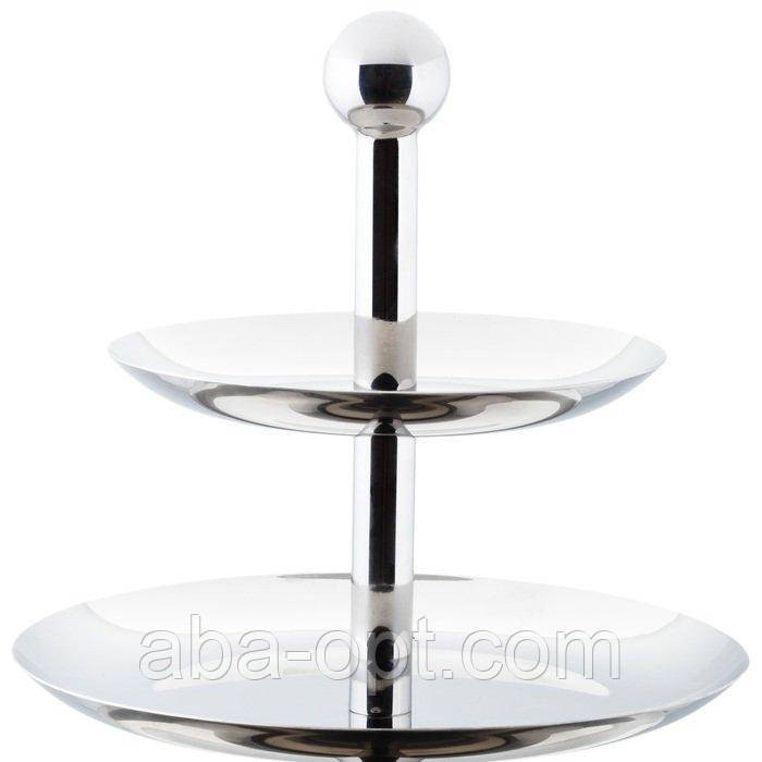 Конфетница 2-ярусная нержавеющая Н 22 см ( шт ).Aba-Opt Одесса - изображение 1
