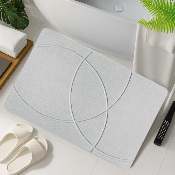 Килимок універсальний для душу та ванної кімнати, кухні, передпокою кам'яний 60х39 см з діатоміту колір біло-сірий Кам'янець-Подільський