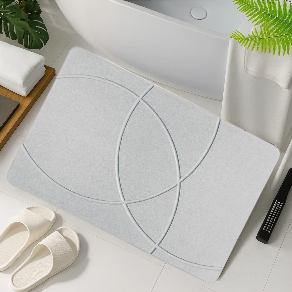 Килимок універсальний для душу та ванної кімнати, кухні, передпокою кам'яний 60х39 см з діатоміту колір біло-сірий Кам'янець-Подільський - фото 1