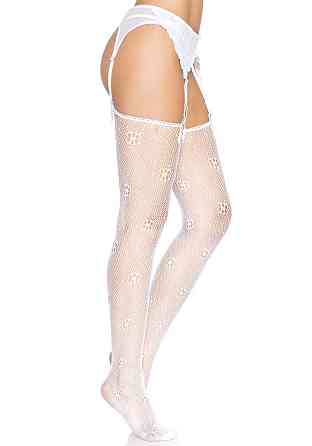 Чулки Leg Avenue Daisy Dot Fishnet Stockings One Size White Sex Aura Киев