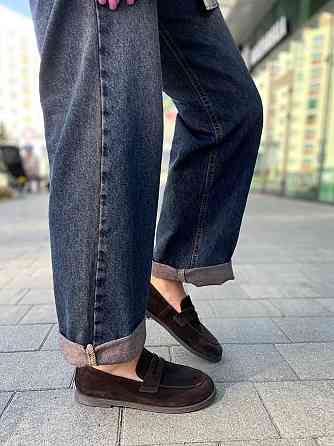 Mermaid Замшеві лофери жіночі класичні шоколадні весна-осінь на низькому ходу р. 36-40 (6047) / Коломия