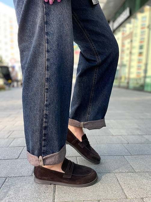 Mermaid Замшеві лофери жіночі класичні шоколадні весна-осінь на низькому ходу р. 36-40 (6047) / Коломия - фото 3