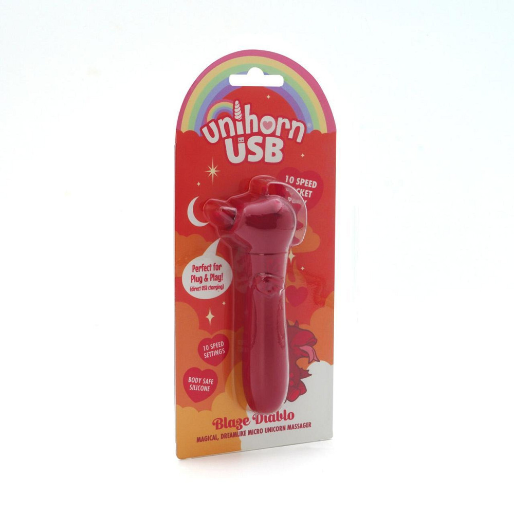 Вібратор-єдиноріжка Unihorn USB Bullet – Blaze Diablo віброкуля, USB-зарядка, 10 режимів Sex Aura Київ - фото 4