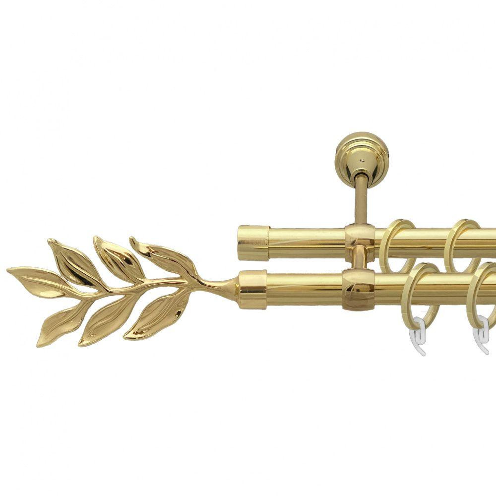 Карниз Orvit Лавр металевий дворядний литий гладка труба кільце фасонне металеве  Золото 19\19 мм 240 см Львов - изображение 1