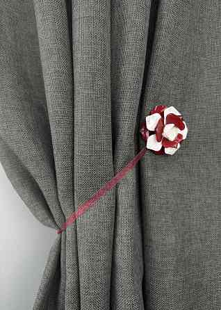 Магніти для штор і гардин Камелія набір 2 шт Бордовий з білим (81-312) Київ