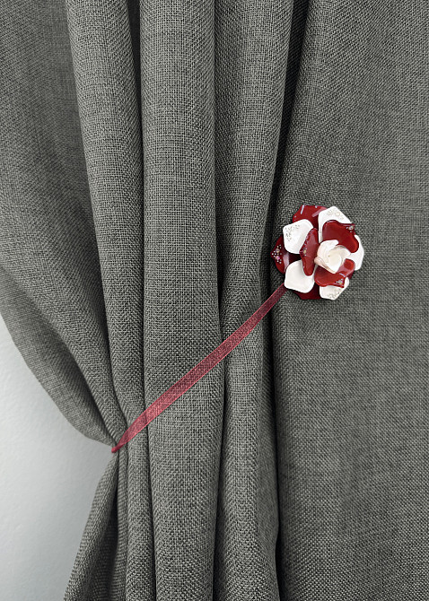 Магниты для штор и гардин Камелия набор 2 шт Бордовый с белым (81-312) Киев - изображение 5