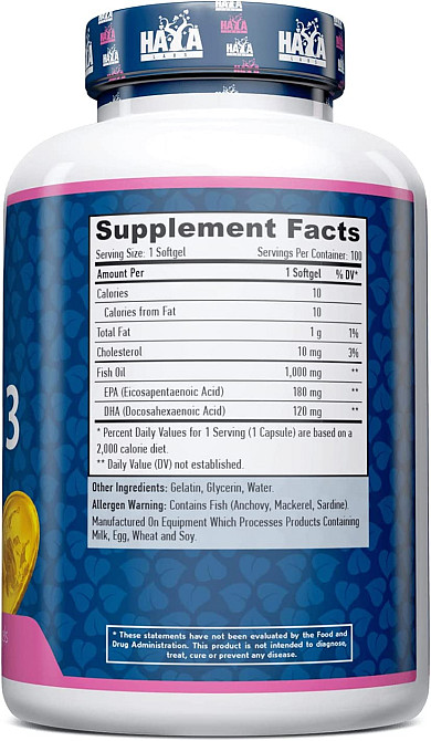 Омега-3 Haya Labs Omega 3 1000 mg 100 softgels Луцьк - фото 2