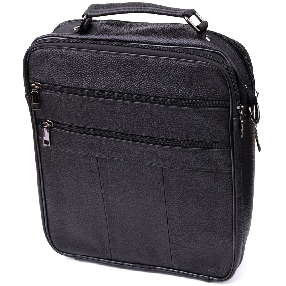 Сумка чоловіча з ручкою для перенесення в руці з натуральної шкіри Чорний (Vintage) Київ - фото 6