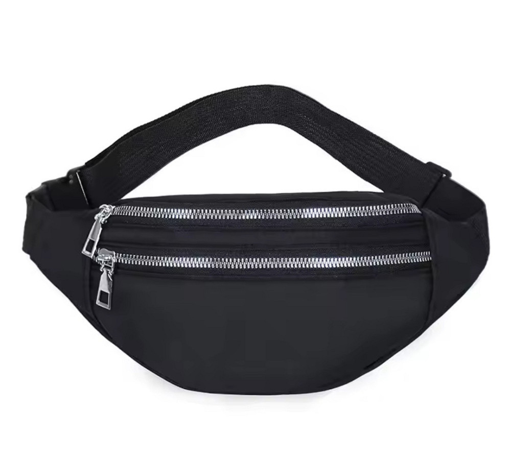 Сумка на пояс бананка 2 кармана унисекс 30 на 15 см чёрный Киев - изображение 2