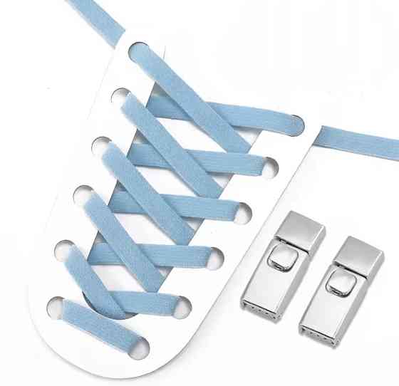 Еластичні шнурки без зав'язок з металевими застібками Блакитний Смела