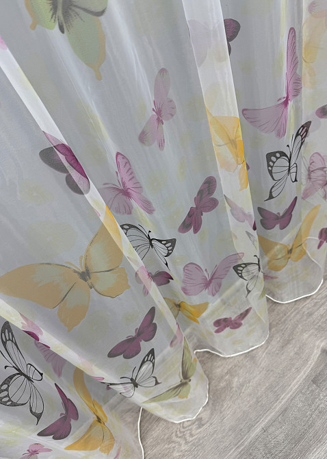 Тюль органза с крупным разноцветным принтом 