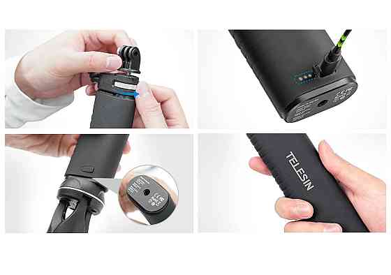 Ручка повербанк монопод для GoPro 13/12/11/10/9 телефону камери 10000мАг Type-C QC/PD3.0 Telesin TE-CSS-001 Киев