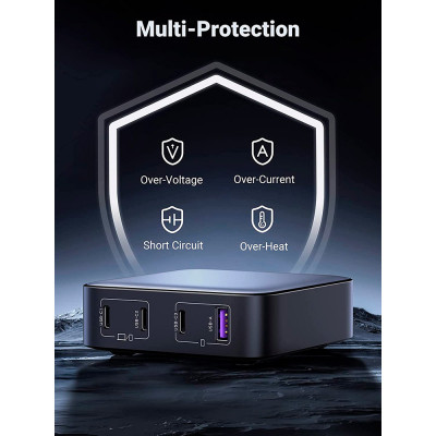 Зарядний пристрій Ugreen 4xUSB 100W (3xType-C+USB A QC3) GAN Charger Nexode Series Black CD328 (90928) Вінниця - фото 3