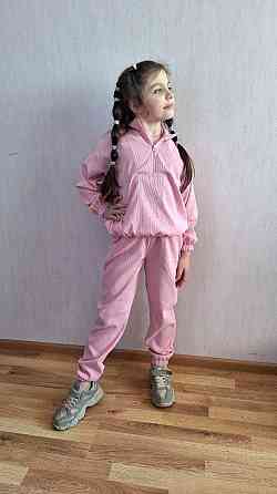 Детский прогулочный спортивный костюм двойка: кофта и штаны для девочки микровельвет Розовый, 134-140 Одесса