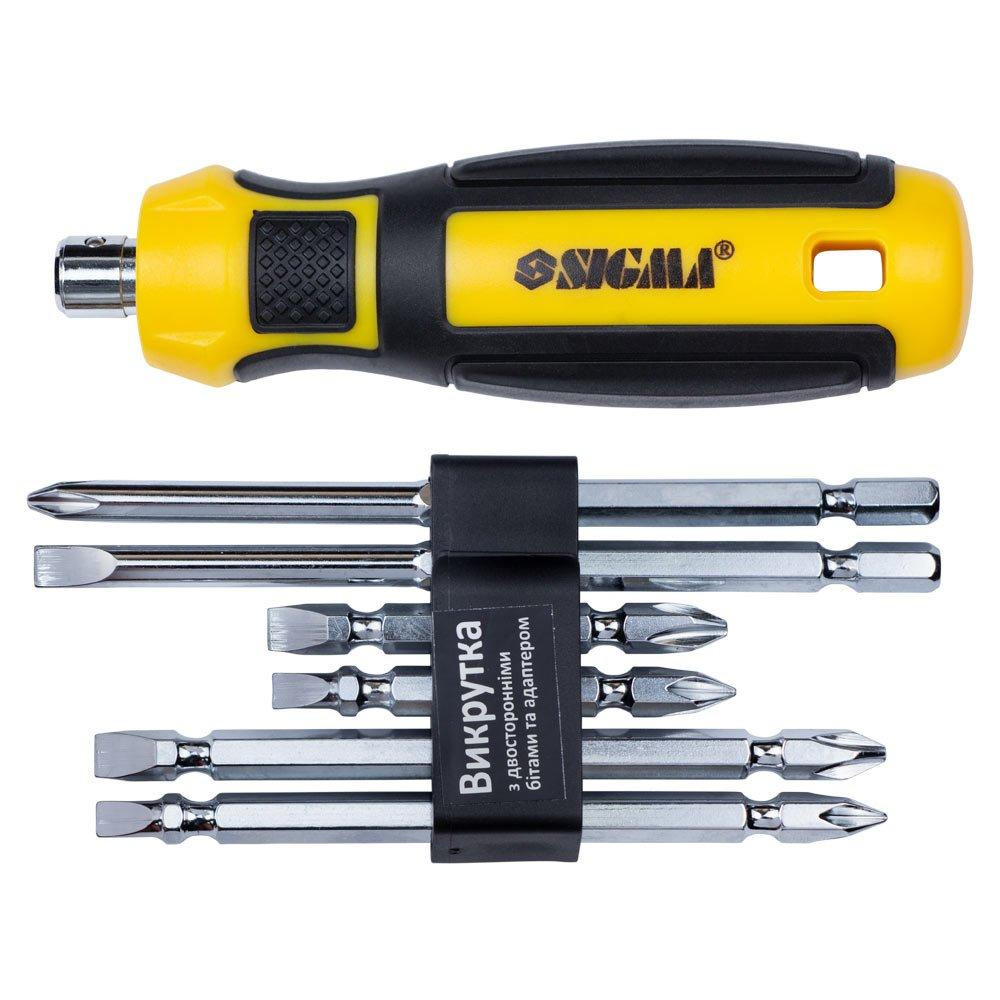 Отвертка с двухсторонними битами 6в1 + адаптер CrV Mega SIGMA (4009711) Ровно - изображение 1